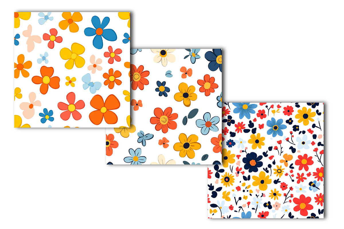 Colorful Flower Seamless Pattern, an Illustration by OK Design (Photo 3 of 4)