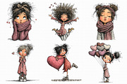 Whimsical Valentine Girl Clipart, an Illustration by Libby Wishes (Thumbnail 8 of 8)