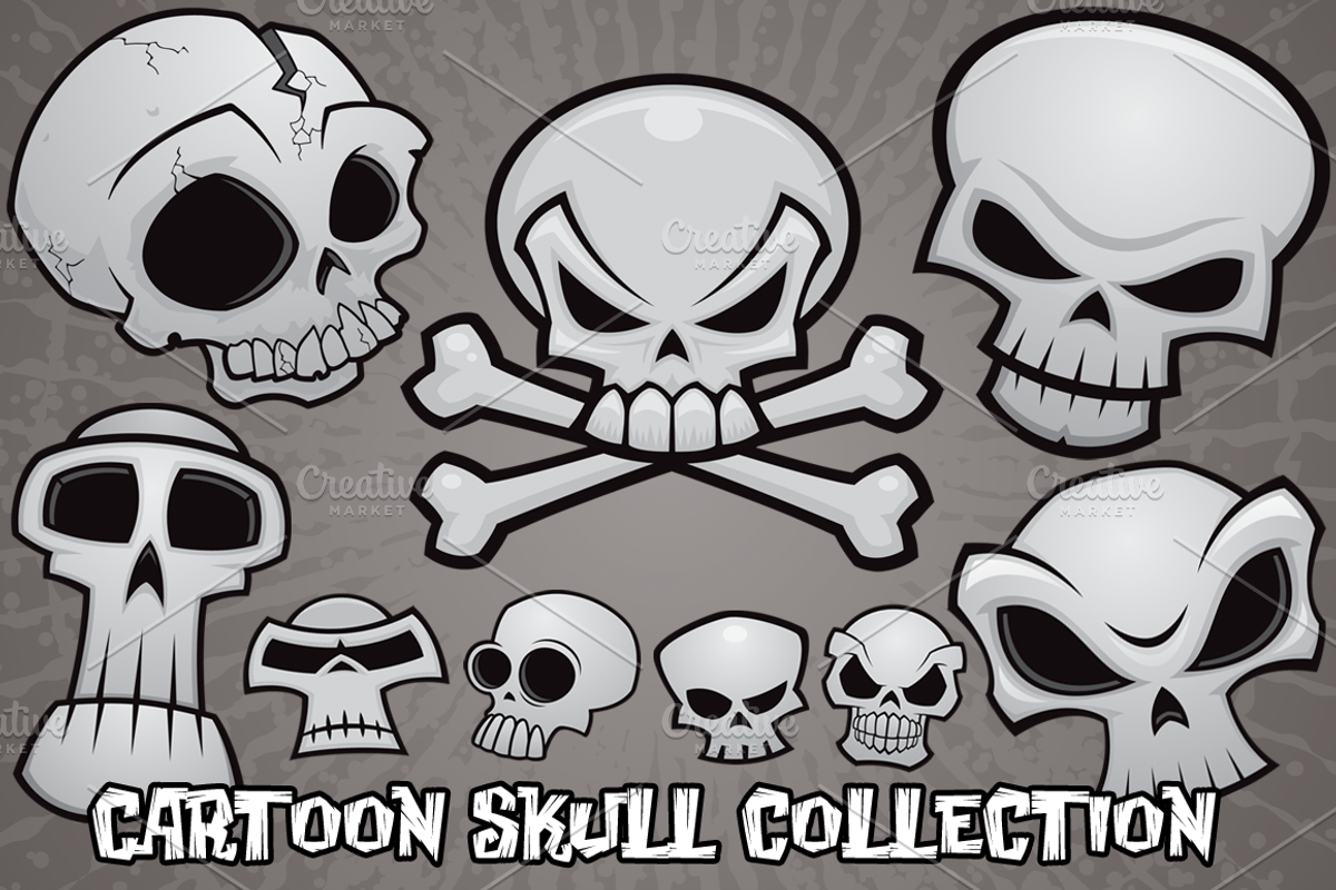 Cartoon Skull Collection, an Illustration by Schwegel Illustration