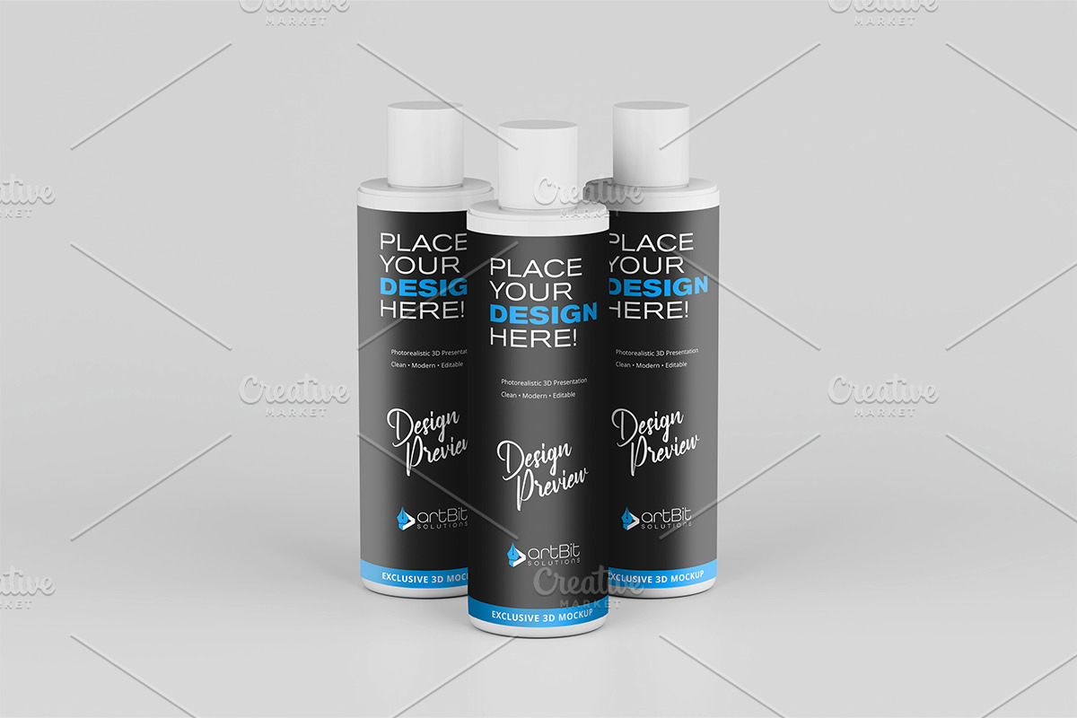 Plastic Shampoo Bottle Mockup, a Packaging Mockup by artBit Design Studio (Photo 16 of 19)