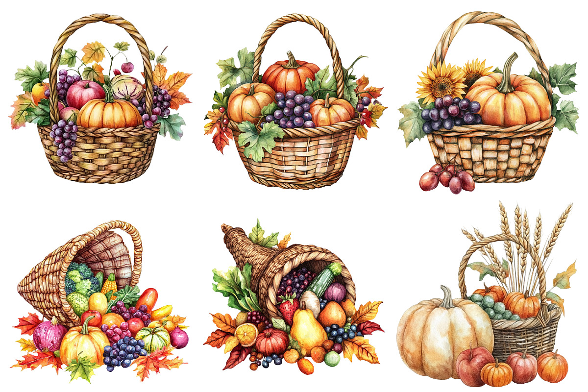 Watercolor Harvest Cornucopia, an Illustration by CitraGraphics (Photo 4 of 7)