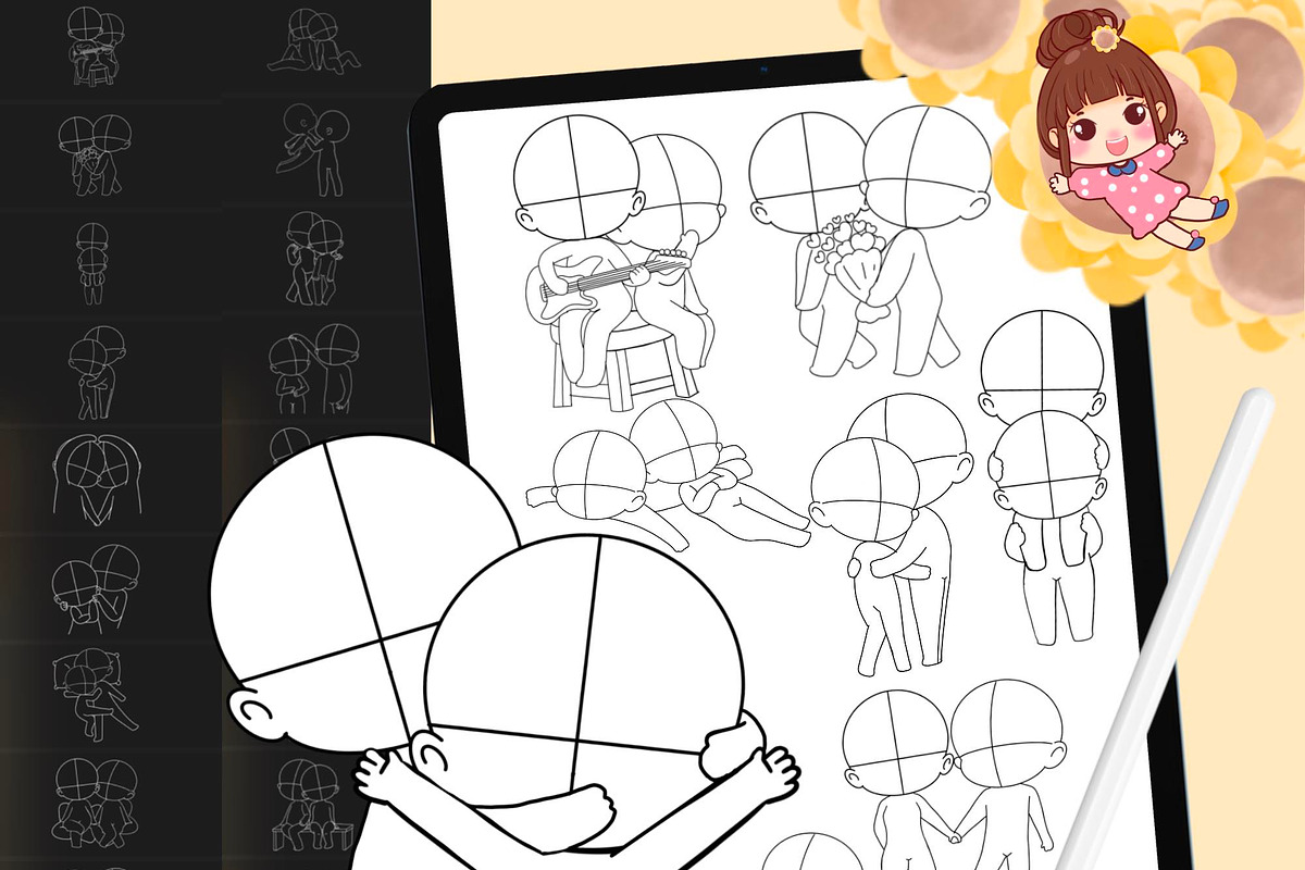 130 Procreate Chibi Couple Stamp, a Brushes & More by DrawingStoryShop (Photo 1 of 7)