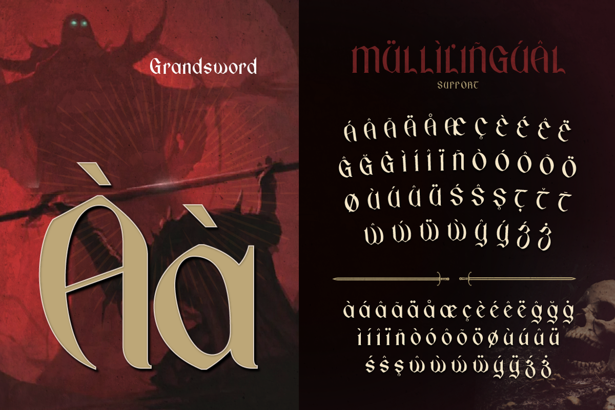 Grandsword, a Blackletter Font by Burntilldead (Photo 3 of 9)