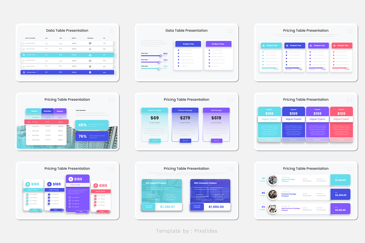Data Table Pricing Table PowerPoint, a Presentation Template by Pixslides (Photo 5 of 5)
