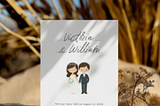 Cute Cartoon Wedding Invitation Card, an Invitation Template by Filip Studio (Thumbnail 2 of 2)