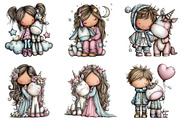 Whimsical Human Unicorn Love Clipart, an Illustration by CraftArtStudio (Thumbnail 4 of 6)