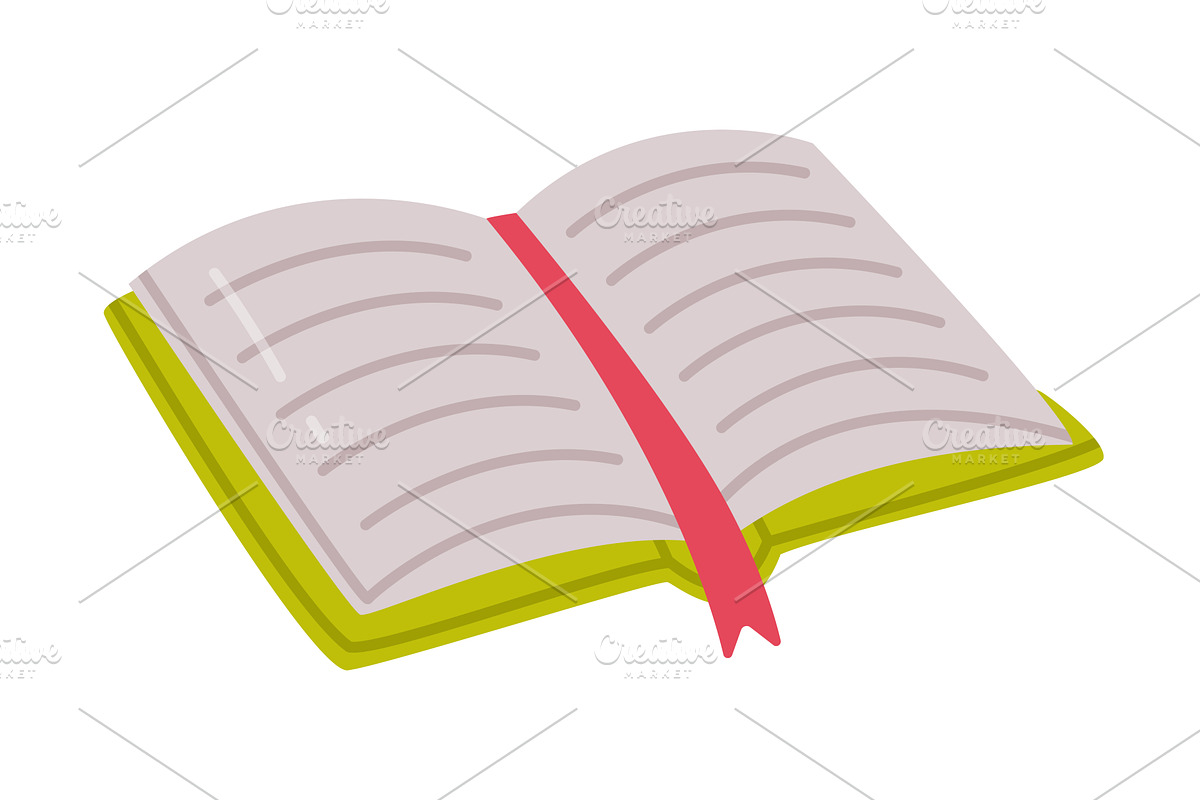 Opened hardback book with bookmark, an Education Illustration by TopVectors