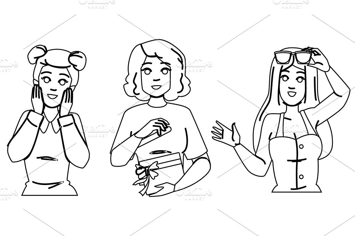 girl surprise woman vector, a Person Illustration by pikepicture