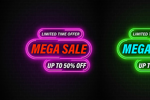 Sale Promotions Vector Neon Bundle