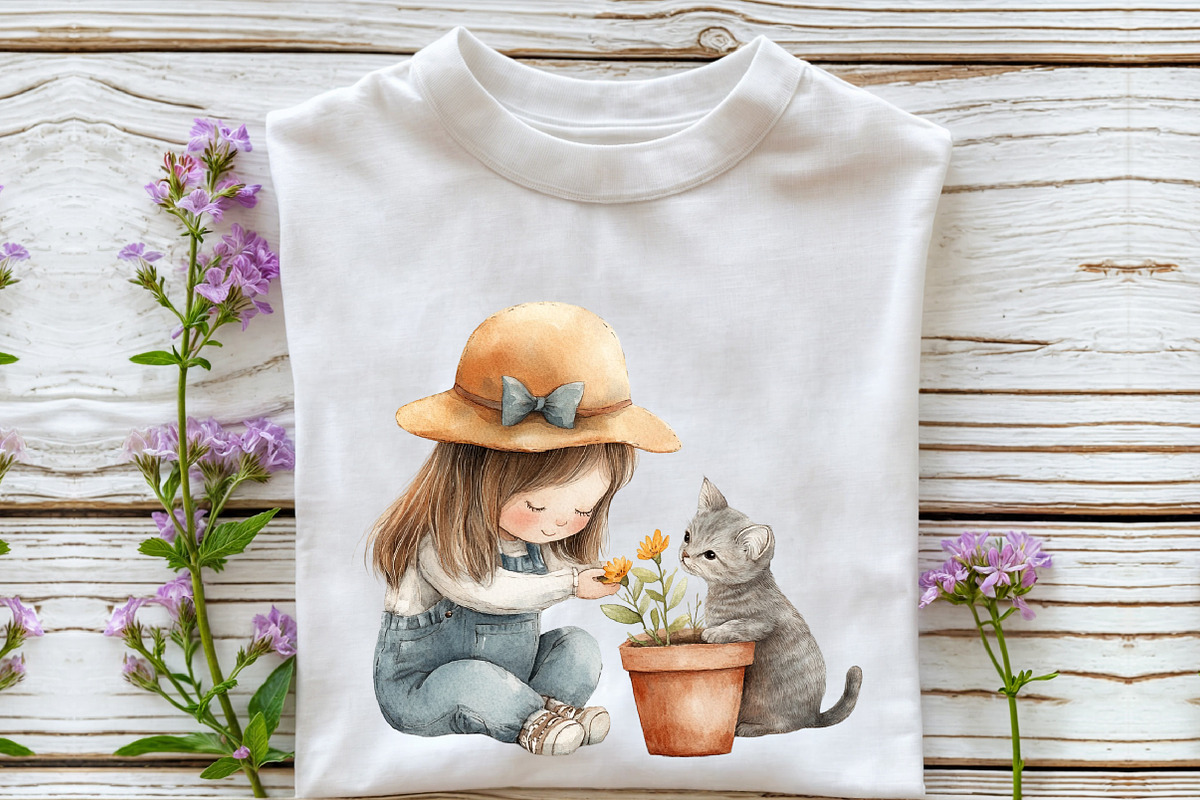 Little Girl & Cat Clipart, an Illustration by Rose Art (Photo 4 of 7)