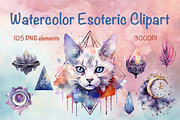 Watercolor Esoteric Elements Clipart, a Decorative Illustration by MuzaArtStudio (Thumbnail 1 of 6)