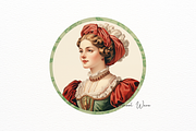 1940s Elegant Lady Round Clipart, a Person Illustration by New-School-Wave (Thumbnail 3 of 5)