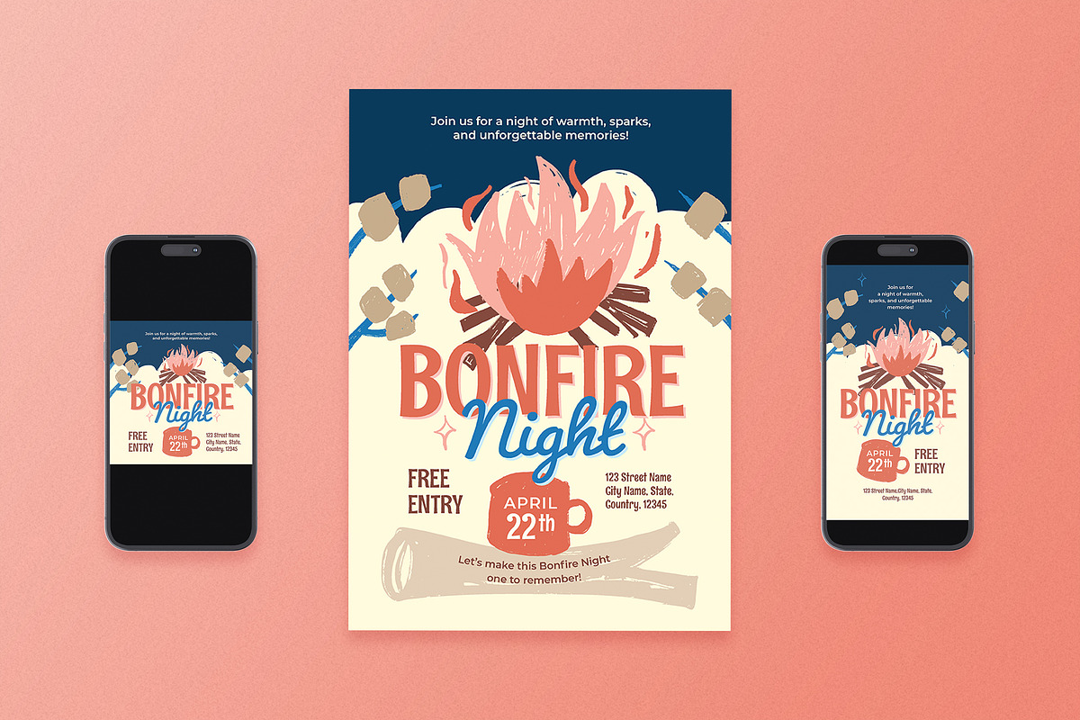 Vintage Bonfire Night Flyer Set, a Flyer Template by Aiyari Graphic (Photo 1 of 3)