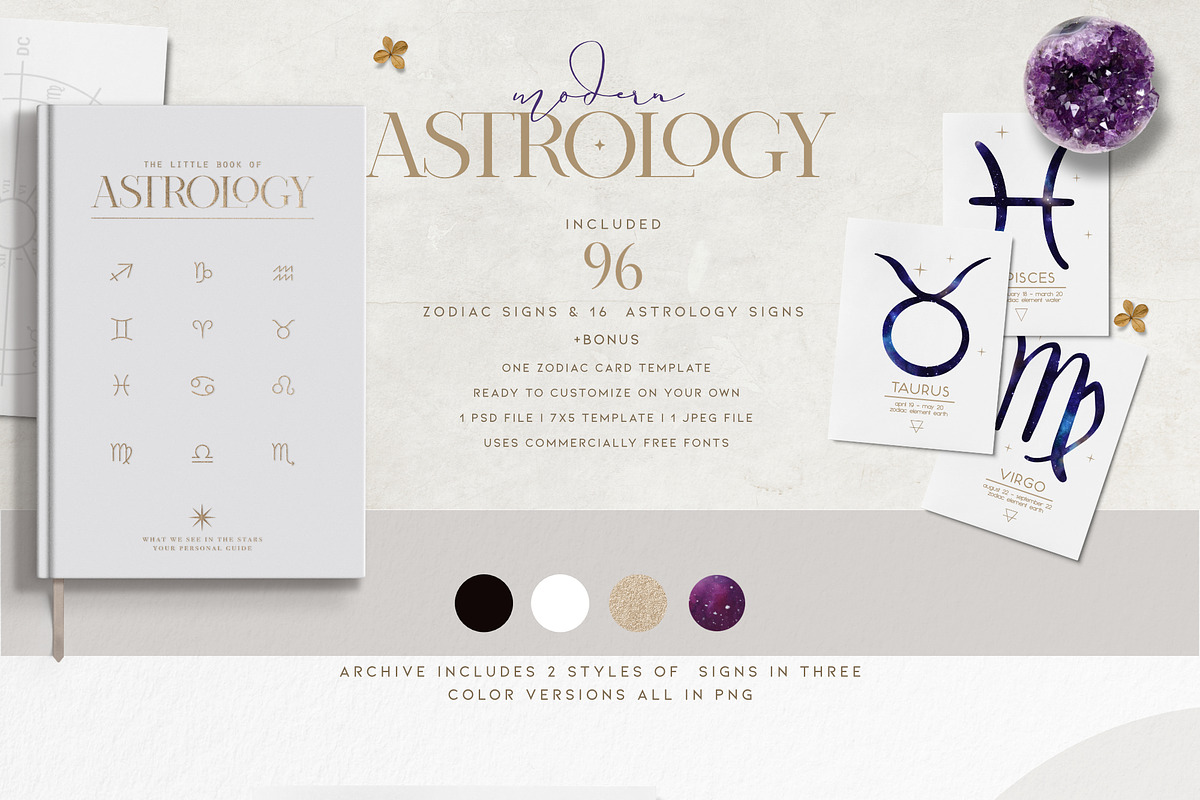 Watercolor Zodiac Galaxy Collection, a Decorative Illustration by beehouse studio (Photo 9 of 13)