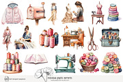 90 watercolour seamstress clip art, a Work Illustration by Poppy Lane Studio (Thumbnail 7 of 11)