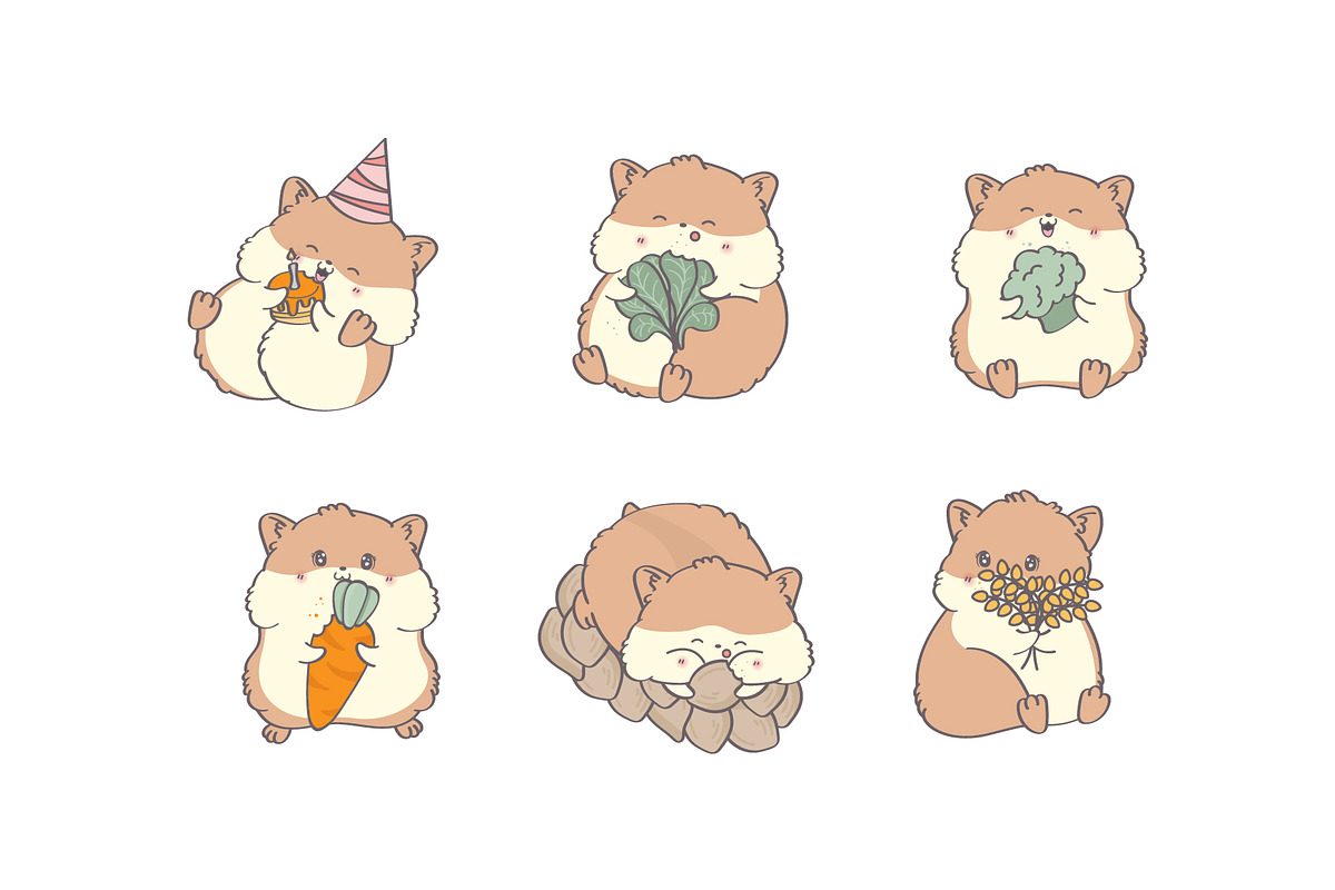 Cute Cartoon Hamster, Kawaii Hamster, an Animal Illustration by ArtVarStudio (Photo 2 of 3)