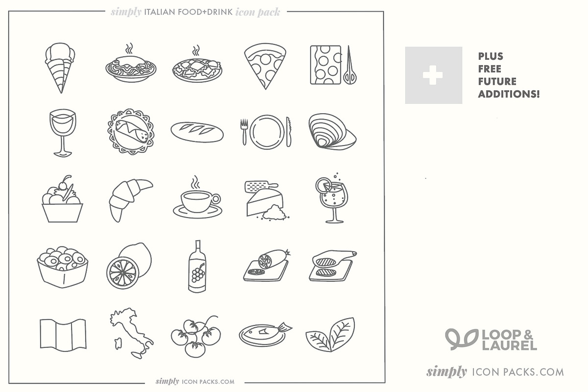 Italian Food Icons 25 color/no color, an Icon by LOOP & LAUREL (Photo 3 of 5)
