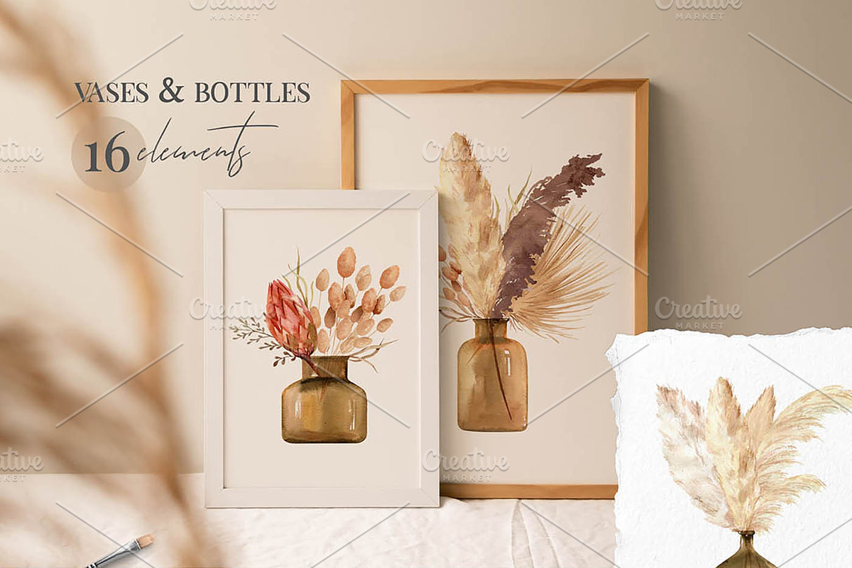 Watercolor boho floral clipart, an Illustration by Color Hugs Art (Photo 6 of 12)