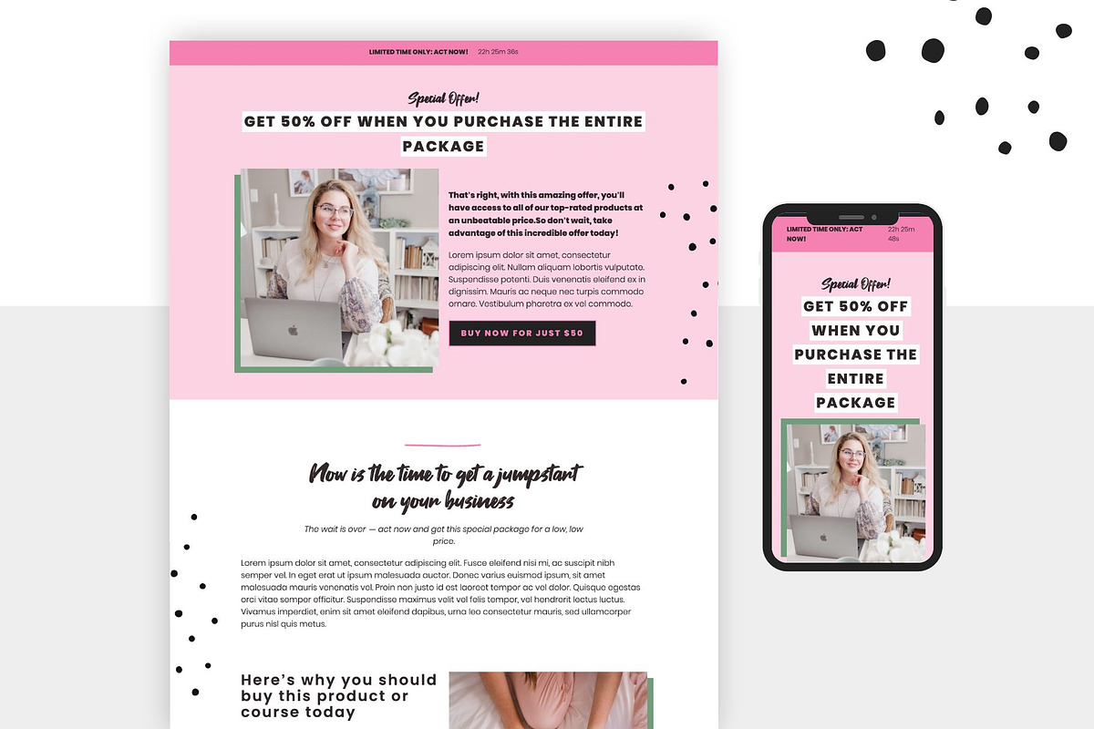 Pink Sales Funnel Templates Set, a WordPress Template by ltsdesigns (Photo 4 of 7)