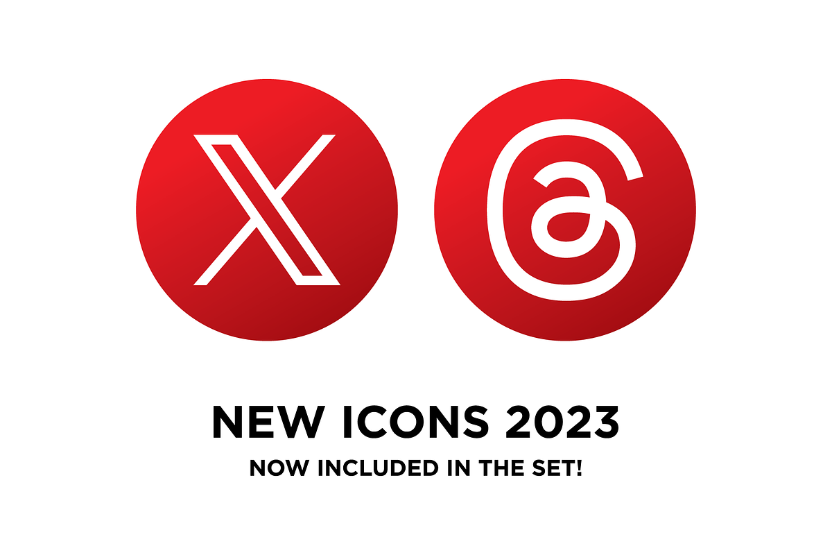 Red Circle Social Media Icons Set, an Icon by Running With Foxes (Photo 2 of 9)