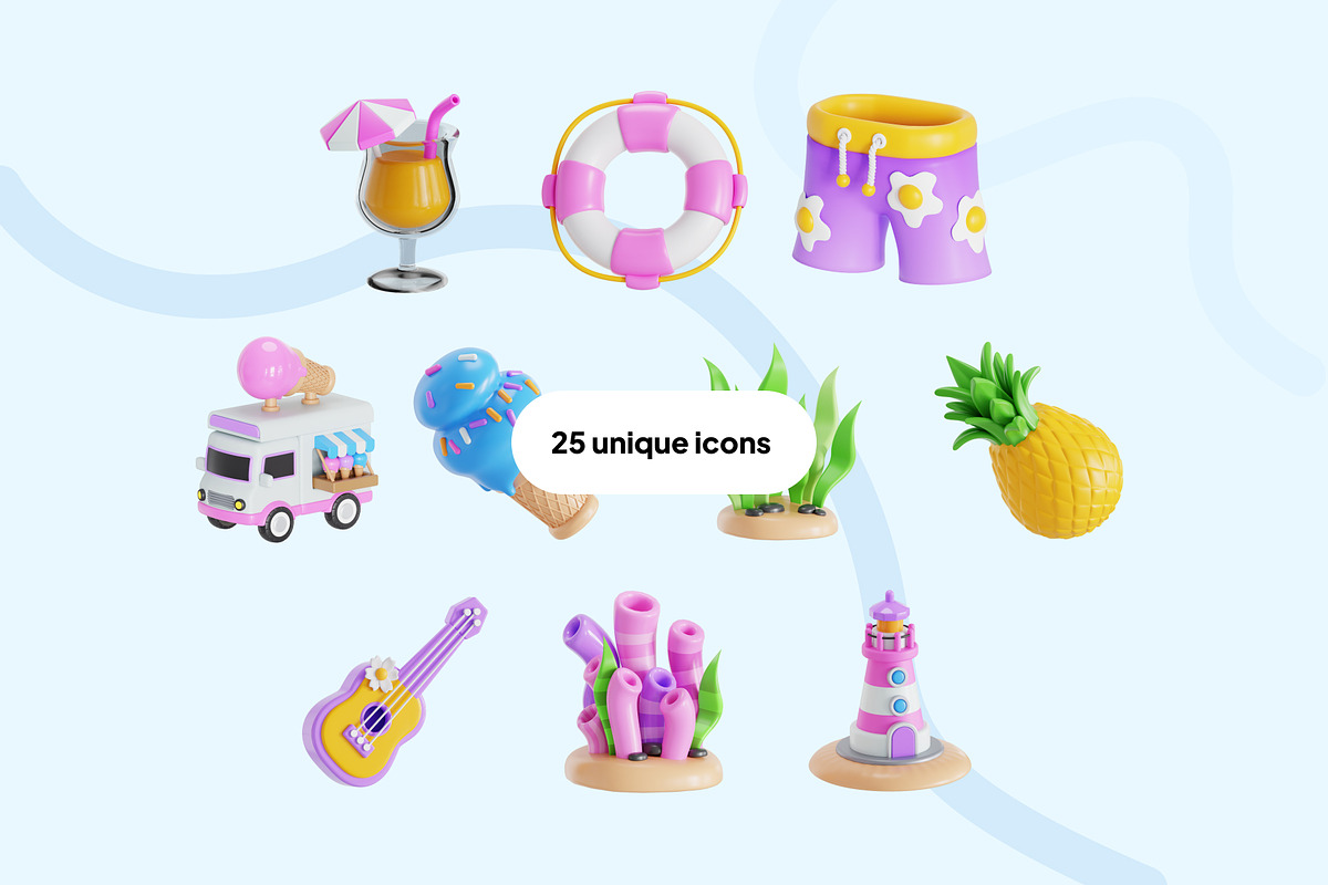 Summer 3D Icon Pack, an Object 3D Model by Nate Studios (Photo 6 of 6)