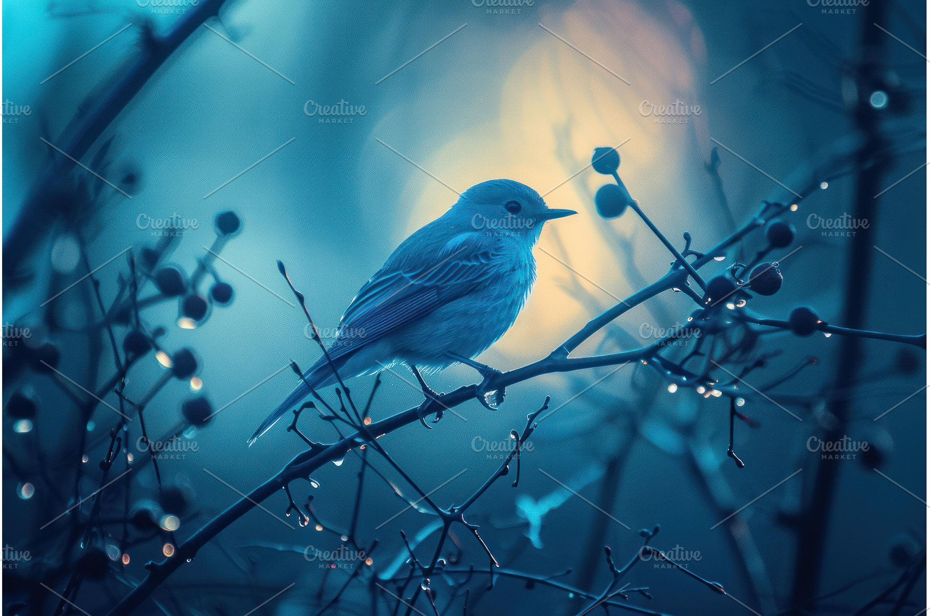 Twilight serenade - bird on a misty, an Animal Photo by Ylivdesign