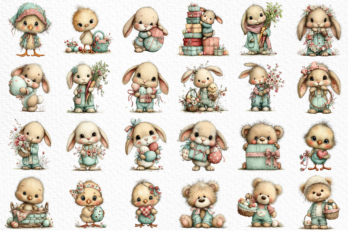 Whimsical Easter Gingham Clipart, an Illustration by Craft Nest (Photo 6 of 11)