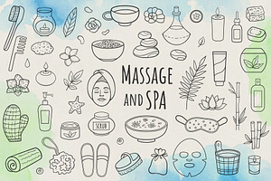 SPA and Massage Doodle Design Kit, a Healthcare Illustration by Artspace