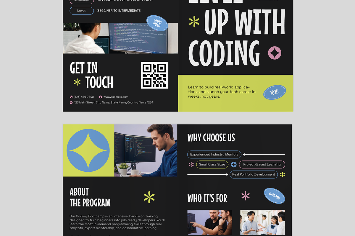 Coding Bootcamp Bifold Brochure, a Brochure Template by Annora Studio (Photo 6 of 6)