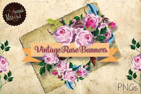 Rose Flower Clipart vintage Banners preview 3
