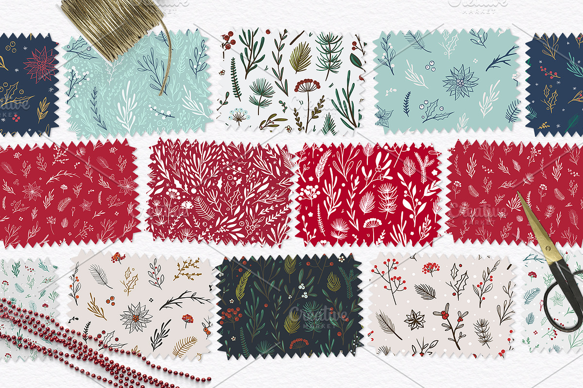Christmas flowers and patterns, a Pattern Graphic by harmonia_green_art (Photo 6 of 10)