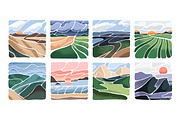 Modern abstract nature landscape set, a Seasonal Illustration by PaperTrident (Thumbnail 1 of 2)