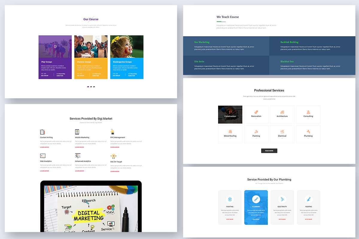 25 Services Blocks Widgets for Web, an UI Kit Template by 3djagan