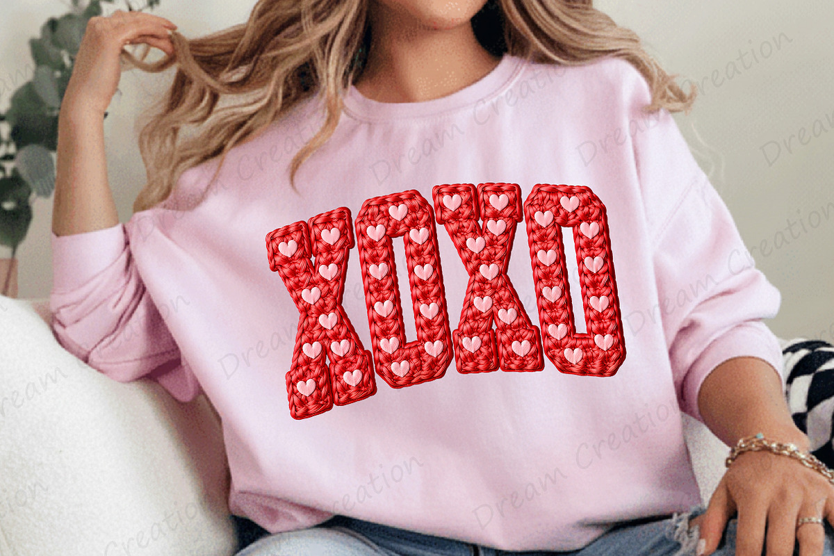 Yarn Crochet XOXO Valentines PNG, an Illustration by Dream Creation (Photo 3 of 4)