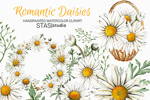 Watercolour Daisies Clipart