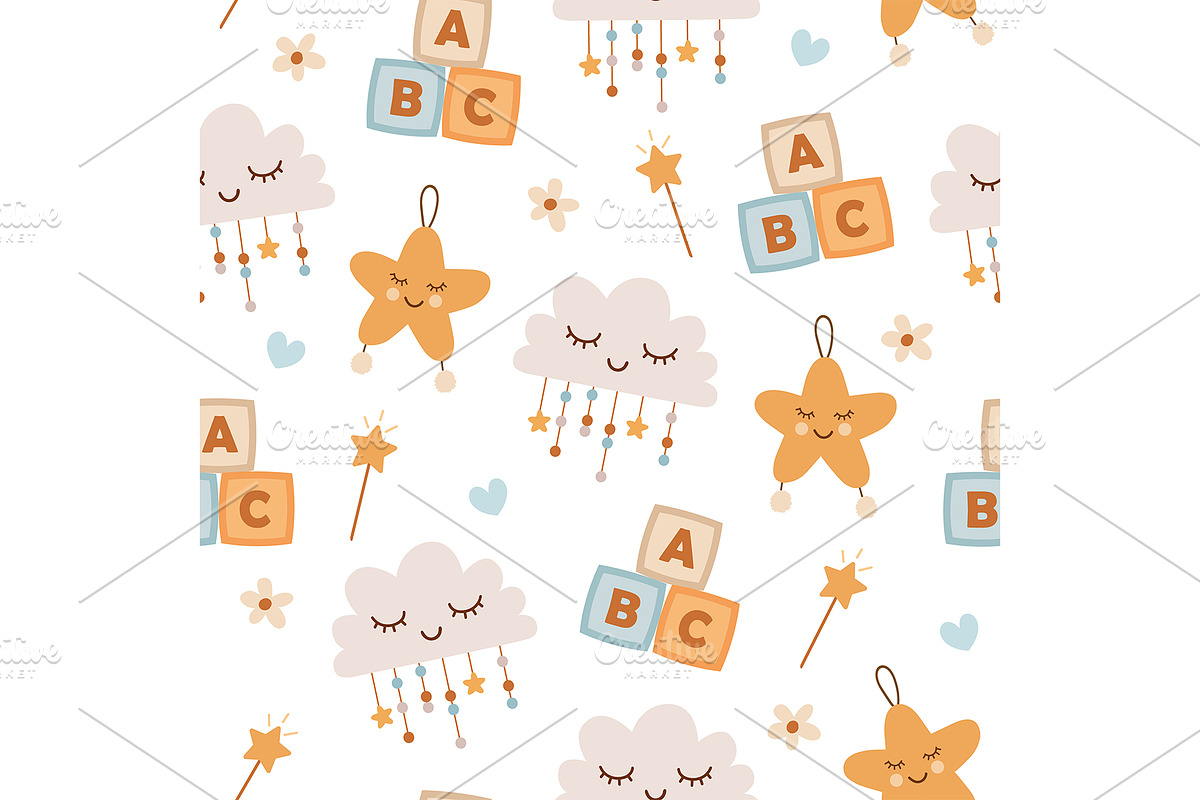 Cute baby seamless pattern, a Pattern Graphic by Elen_Art