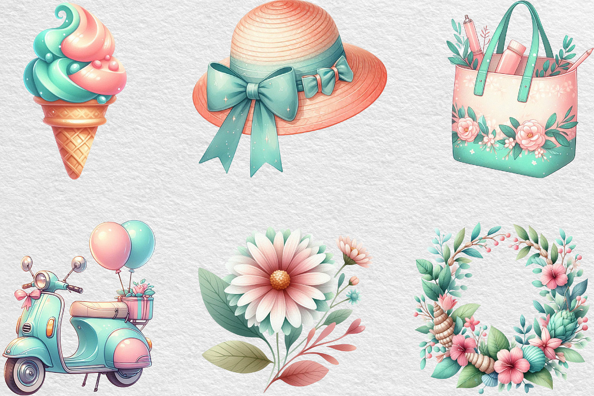 Watercolor Blush & Mint Summer, an Illustration by Black Bird Studio (Photo 3 of 6)