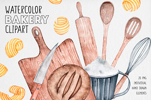Watercolor Bakery Clipart