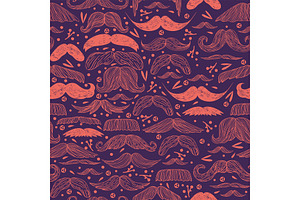 Mustache Seamless Pattern Vector