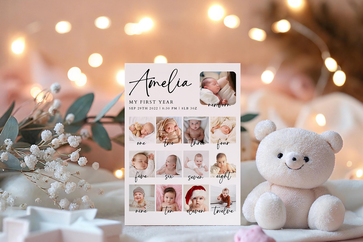 Baby 1st Birthday Milestone Board, a Poster Template by LucaTheme (Photo 3 of 6)