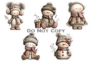 Whimsical Patchwork Snowman Clipart, an Illustration by Craft Nest (Thumbnail 4 of 9)