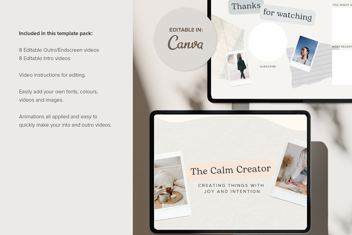Youtube Intro Outro Canva Template, a Marketing Template by Tabitha Emma (Photo 4 of 7)