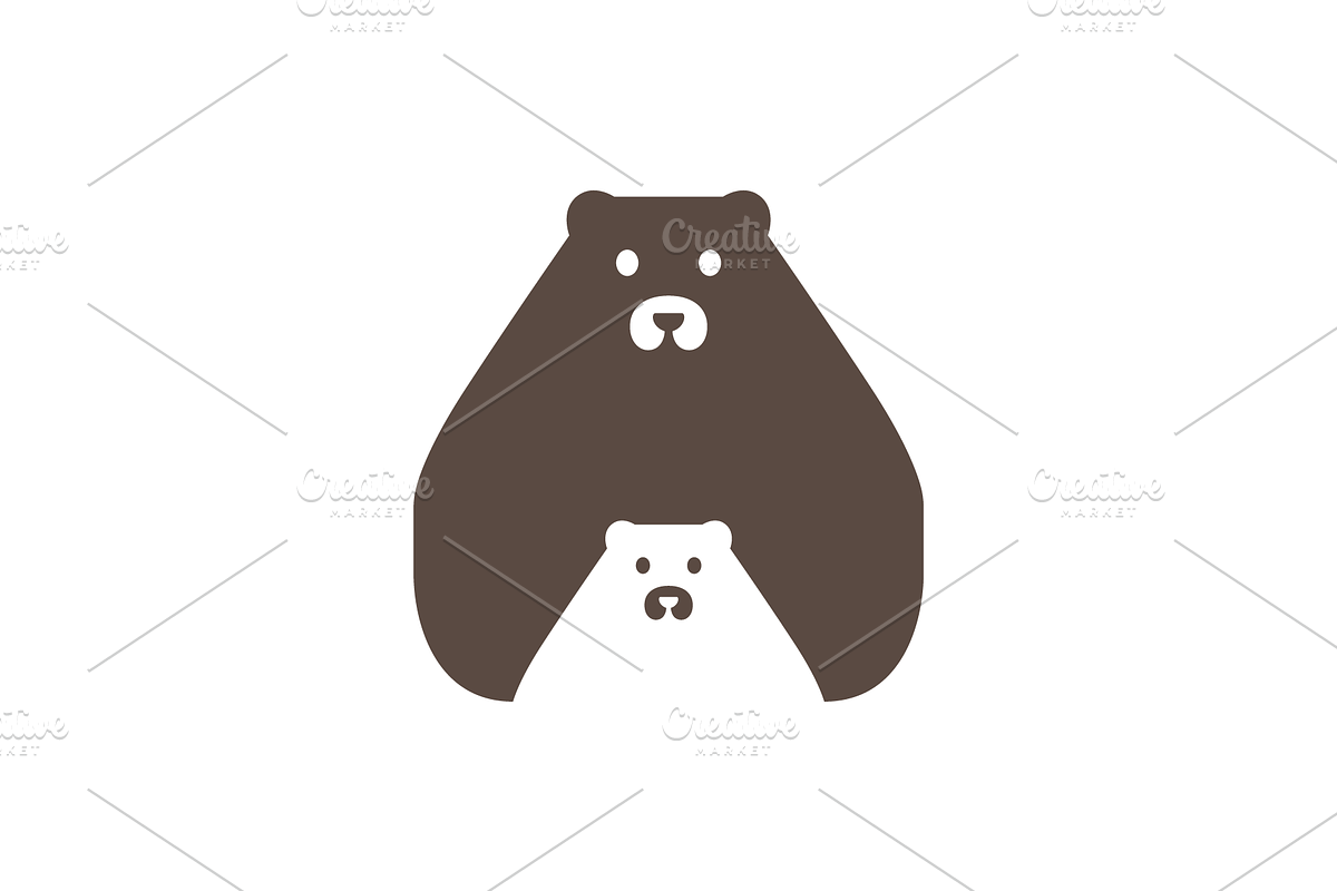mama bear animal family flat logo, a Branding & Logo Template by devastd