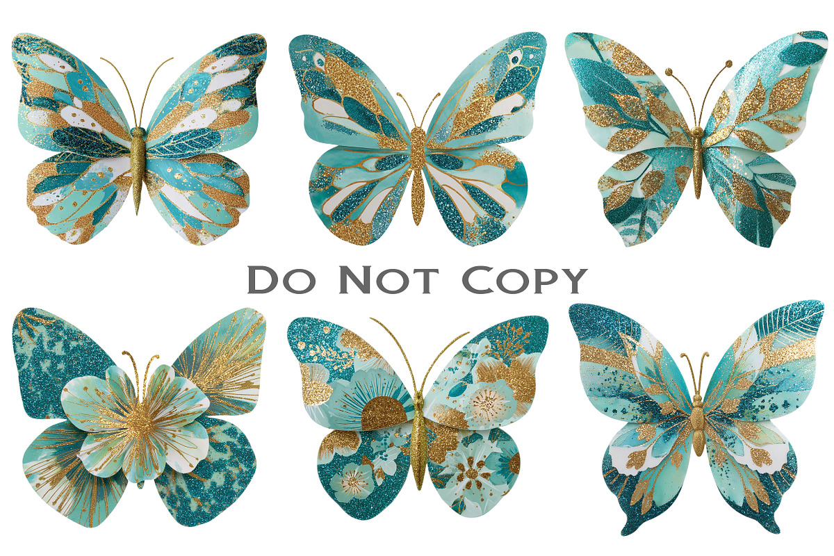 Gold Glitter Butterflies Clipart, an Illustration by Craft Nest (Photo 5 of 7)