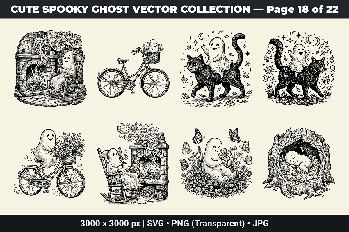 Cute Ghost SVG Bundle Vol - 01, an Object Graphic by XPERTDESIGNER (Photo 8 of 21)