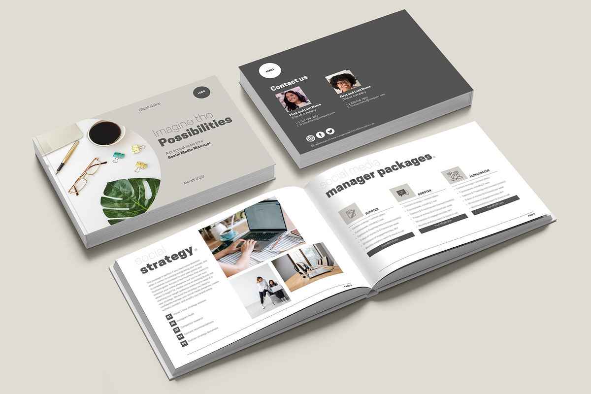 Beige Social Media Proposal Template, a Presentation Template by InkBlue Templates (Photo 2 of 7)