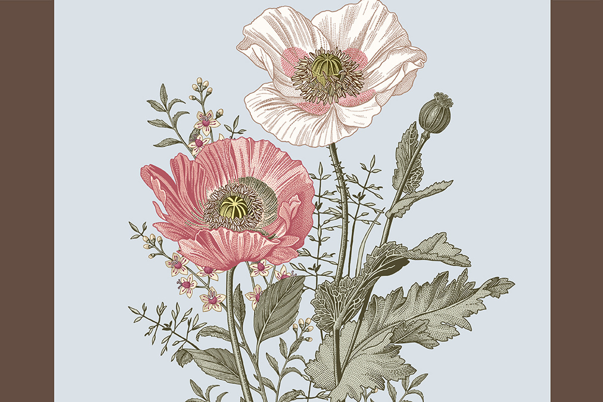 Wedding Card Poppy Poppies Seamless, an Object Graphic by Vintage (Photo 4 of 13)