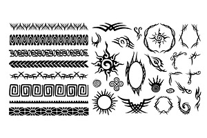 Tribal tattoo borders and frames, an Illustration by winwin.art