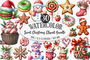 Sweet Christmas Clipart Bundle PNG, an Illustration by Designking