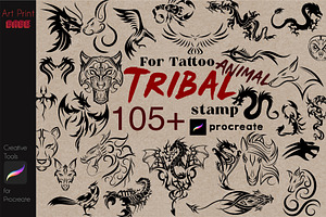 Tribal Tattoo Pack Stamp Animals Art